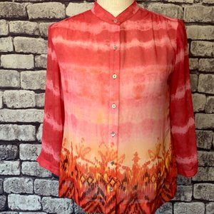 Chico's Sheer 3/4 Sleeve Blouse Size Small